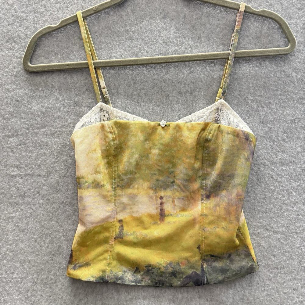edikted Picture Perfect Corset Bra Top Sz XS Green Lace Crop Romantic Dreamy